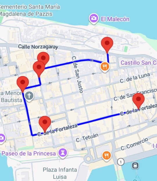 Mapa del recorrido en Viejo San Juan